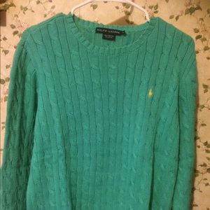 Ralph Lauren light green cable knit sweater